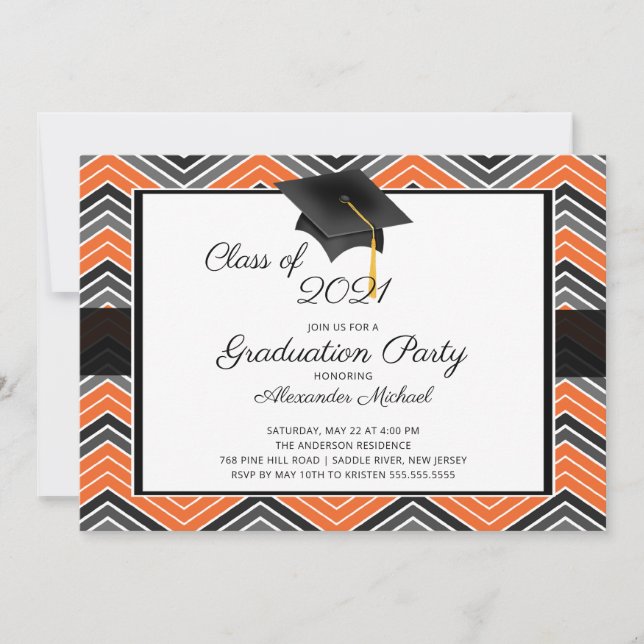Modern Chevron GraduateTassel-Studentfest Inbjudningar (Framsida)