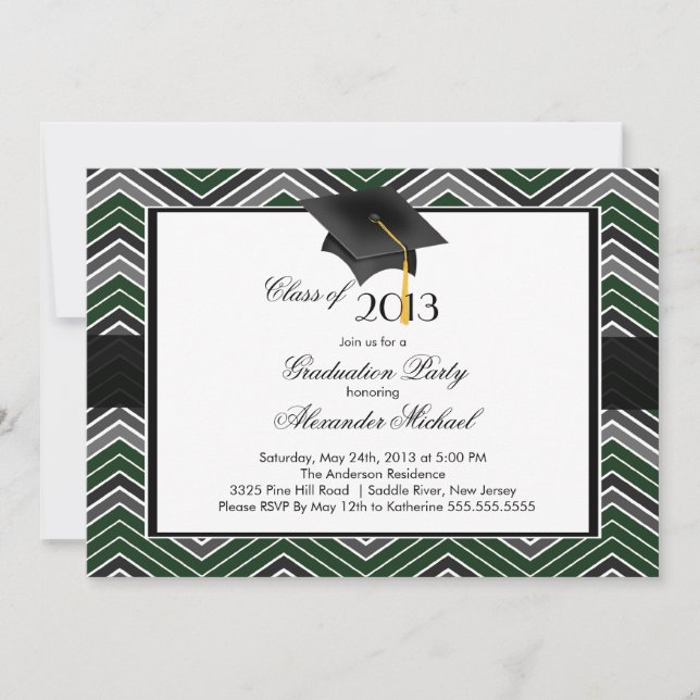 Modern Chevron GraduateTassel-Studentfest Inbjudningar (Framsida)