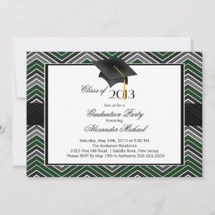 Modern Chevron GraduateTassel-Studentfest Inbjudningar