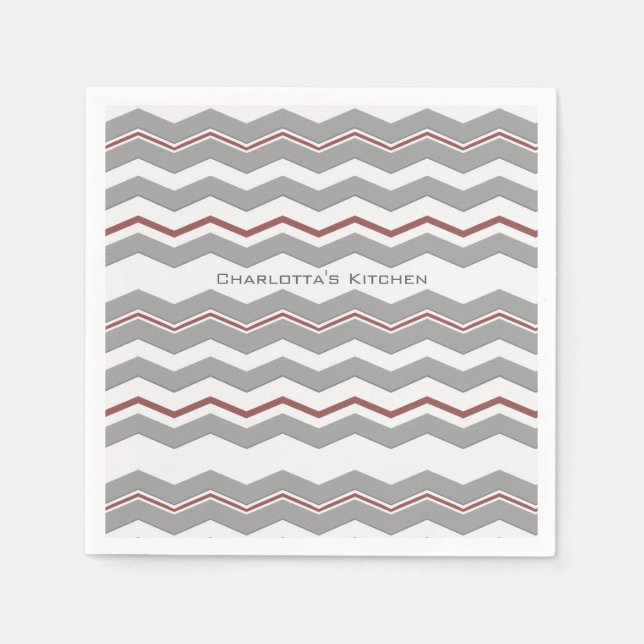 Modern Chevron med vilken Färg och text som helst Pappersservett (Framsidan)