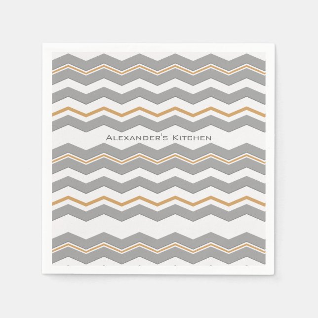 Modern Chevron med vilken Färg och text som helst Pappersservett (Framsidan)