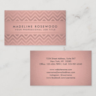 Modern Chevron Mönster Elegant Ro Guld Faux Foil Visitkort