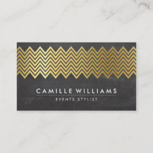 MODERN CHEVRON mönster guld foil chalkboard grått Visitkort