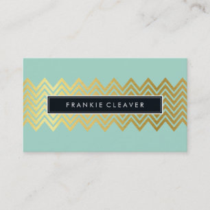 MODERN CHEVRON MÖNSTER trendig simple guld mynta Visitkort