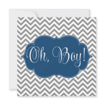 Modern Chevron Navy Blue Grått Boy Shower