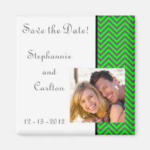 Modern Chevron Neon Grönt/Grått Announcement Magne Magnet