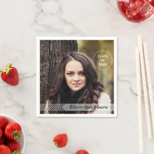 Modern Chevron Overlay Fullt Photo Studenten Pappersservett
