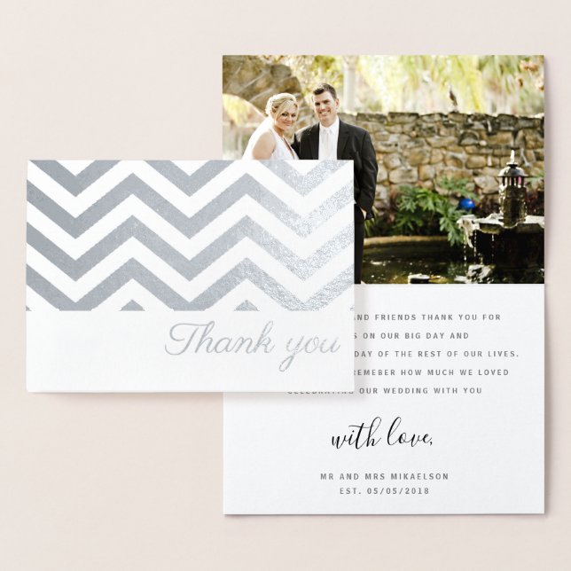 Modern Chevron PHOTO TAANK DIG CARD Folierat Kort (Display)