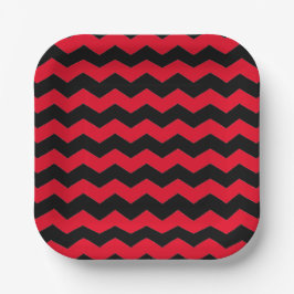 Modern Chevron Rand Black och Red Mönster