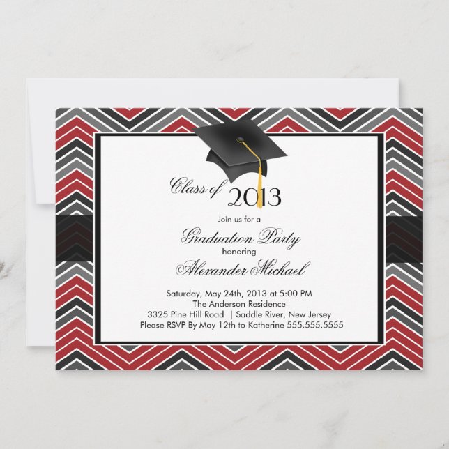 Modern Chevron Student Tassel-Studentfest Inbjudningar (Framsida)