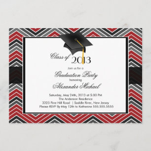 Modern Chevron Student Tassel-Studentfest Inbjudningar