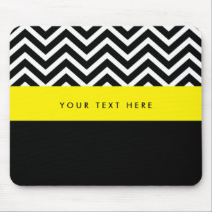 Modern Chevron Svart & Gul Trendig Musmatta