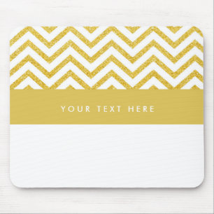 Modern Chevron Vit & Guld Trendig Musmatta