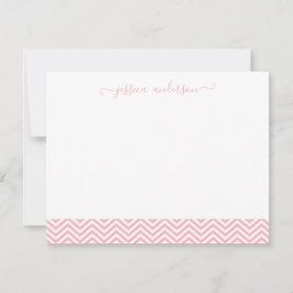 Modern Chevron Zigzag Girly Script Cute  Rosa Anteckningskort