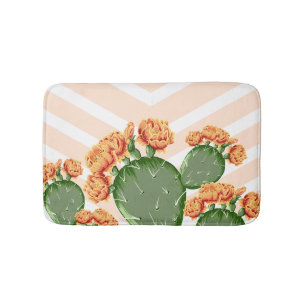 Modern Chevrons Prickly Pear Cactus Cactus Flowers Badrumsmatta