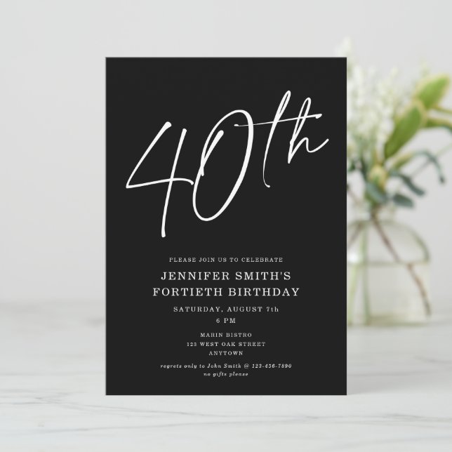 Modern Chic, 40:e födelsedagen Party Inbjudningar (Stående Fram)
