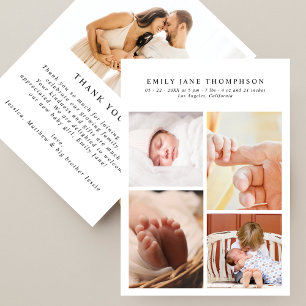 Modern Chic 5 Foto Baby Shower Tacksamhetskort för Meddelande