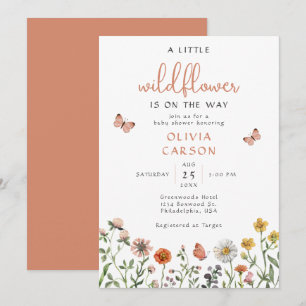 Modern Chic A Little Wildblomme Blommigt Baby Show Inbjudningar