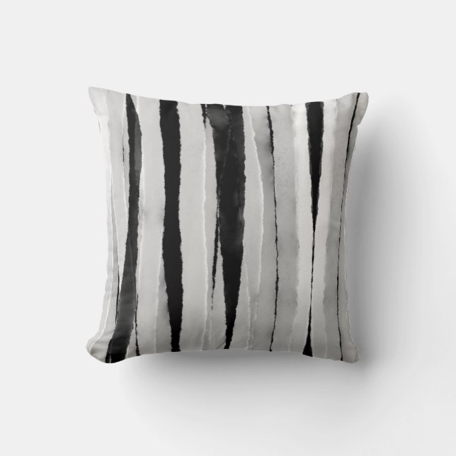 modern chic abstrakt grått och svart rand kudde (Framsida)