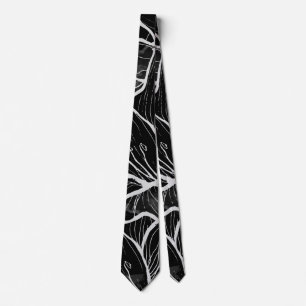 Modern chic abstrakt svart vit blommigt vattenfärg slips