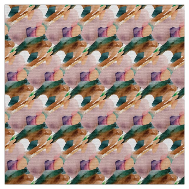 Modern Chic Abstrakt Terracotta Teal och Brown Tyg (Provkarta)