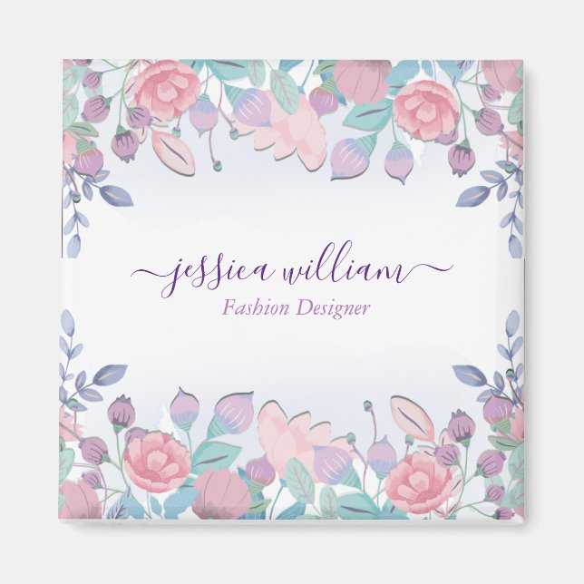 Modern Chic Akvarell Blå Hortensia Blommig Magnet (Framsidan)