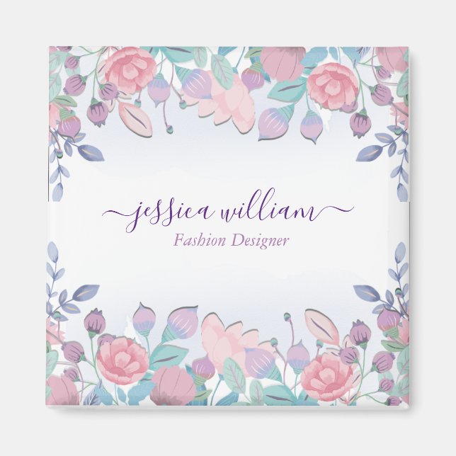 Modern Chic Akvarell Blå Hydrangea Blommig Magnet (Framsidan)