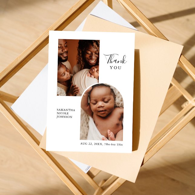 Modern Chic Arch Inset Two Photo Birt-meddelande Meddelande (Skapare uppladdad)