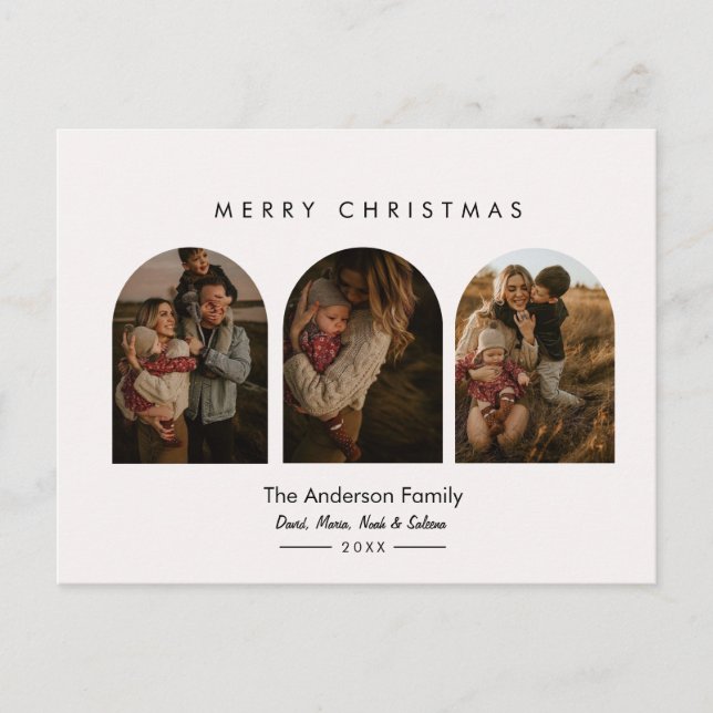 Modern Chic Ark Familjefoton God Jul   Vykort (Framsida)