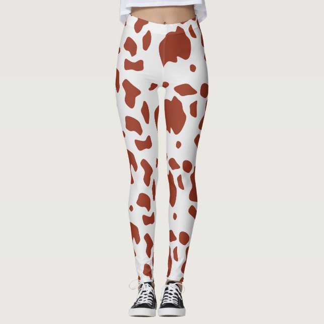 Modern Chic Ayrshire Cow Animal Print Mönster Leggings (Framsida)