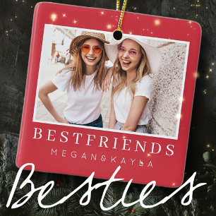 Modern Chic Bästa vänner BFF-foto Julgransprydnad Keramik