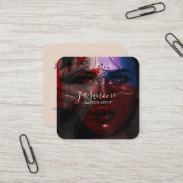 Modern Chic Beauty Cream Beige Avslappnad Script P Fyrkantigt Visitkort