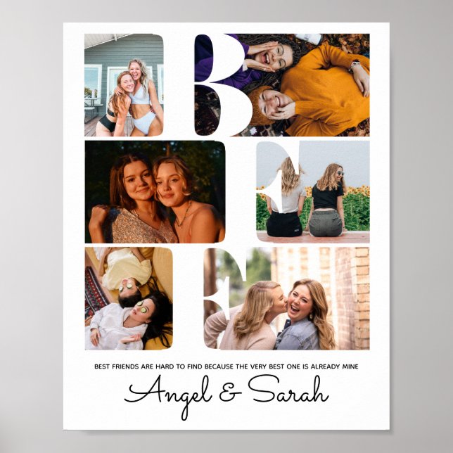 Modern Chic BFF Best Friends Elegant Photo Collage Poster (Framsidan)