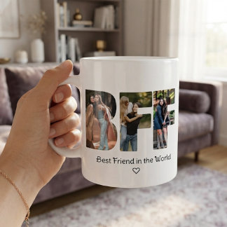 Modern Chic BFF Fotocollage Bästa vänner Kaffemugg