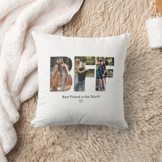 Modern Chic BFF Fotokollage Bästa vänner Kudde (Filt)