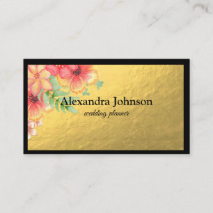 Modern Chic Black and Gold Foil Luxury Business Ca Visitkort