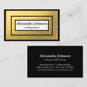 Modern Chic Black and Gold Foil Luxury Visitkort