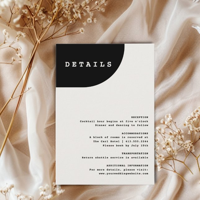 Modern Chic Black and Ivory Details Tilläggskort (Modern Chic Black and Ivory Details Enclosure Card)