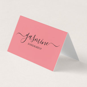 Modern Chic Black and Rosa Avslappnad Script Visitkort