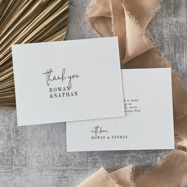 Modern Chic Black and White Flat Bröllop Tack Kort (Skapare uppladdad)