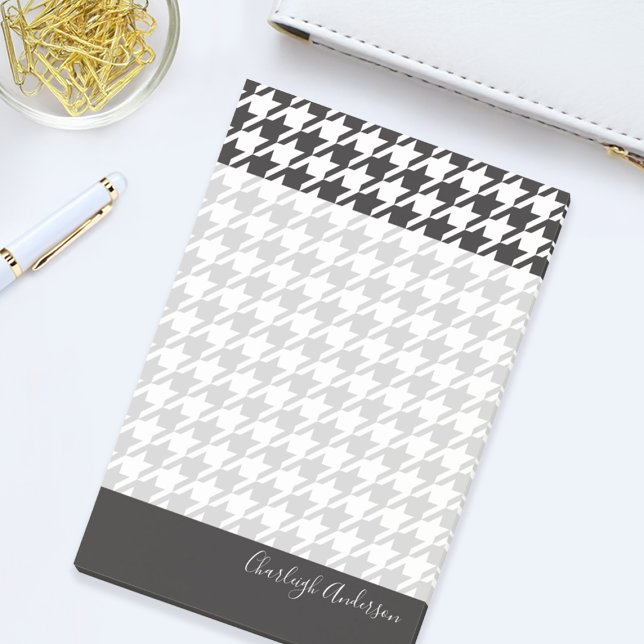 Modern Chic Black and White Houndstooth Post-it Block (Skapare uppladdad)