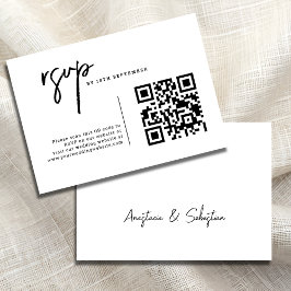 Modern Chic Black and White QR-kod Bröllop OSA Kort