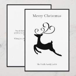 Modern Chic Black and White Reindeer          Julkort