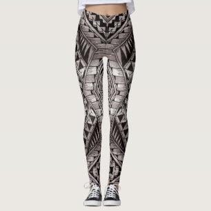 Modern Chic Black and White Tribal Tattoo Mönster Leggings