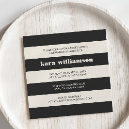 Modern Chic Black & Cream Rand Sweet sixteen Inbjudningar