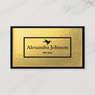 Modern Chic Black Humming Bird Faux Gold Foil Visitkort