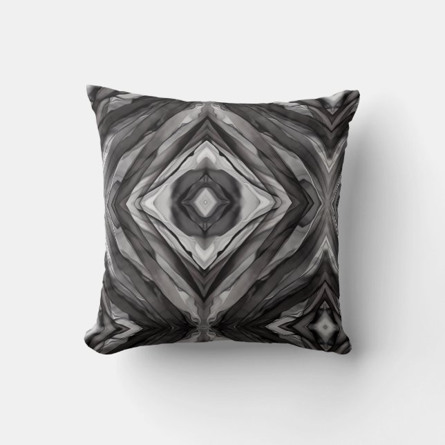 Modern Chic Black och Grått Marble Kudde (Framsida)