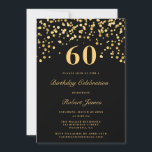 Modern Chic Black och Guld 60:e födelsedagen Inbjudningar<br><div class="desc">Elegant Chic Black och Guld 60:e Födelsedagsfestens Inbjudningskort</div>