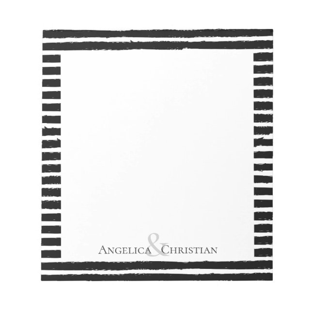 Modern Chic Black Rand Par Stationery Anteckningsblock (Framsida)