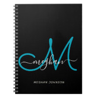 Modern Chic Black Teal Script Monogrammed bärbar d